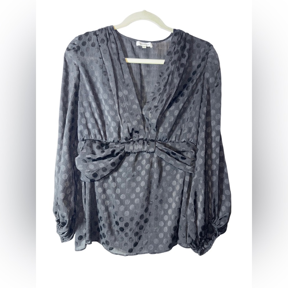 Max Studio Black Long Sleeve Tie Front Blouse